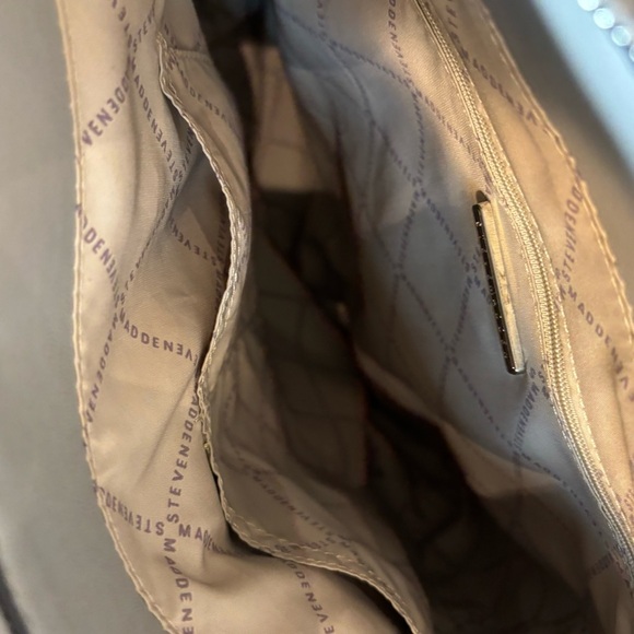 STEVE MADDEN Monogrammed SM vegan Leather Backpack Top Handle Bag Lined Grey - Picture 8 of 12